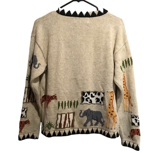 American Vintage Animal Print Cardigan - Cream, Orange, Gray, Black - Picture 2 of 8